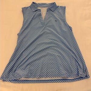 Vineyard Vines Women’s Blue and White Sleeveless Performance Polo XL